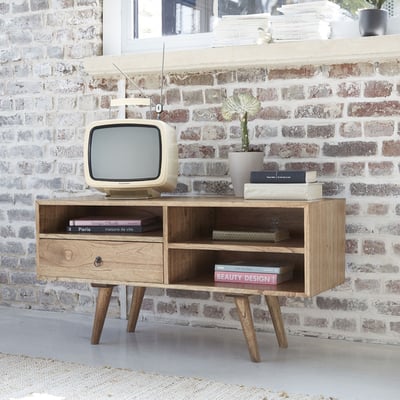 Meuble TV en bois massif 110 cm 1 tiroir  OSCAR BERAH GETAH