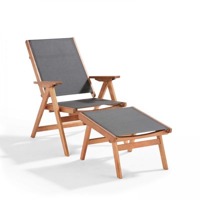 Fauteuil relax en bois eucalyptus et repose pied, SISCO OVIALA