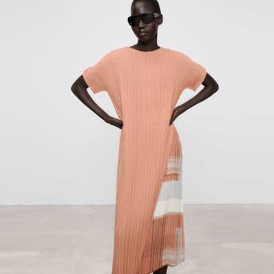 Robe asymétrique crinkle imprimée ADOLFO DOMINGUEZ