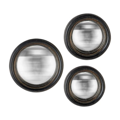 Lot de 3 miroirs ronds convexes patinés 9, 11 et 13 cm EMDE