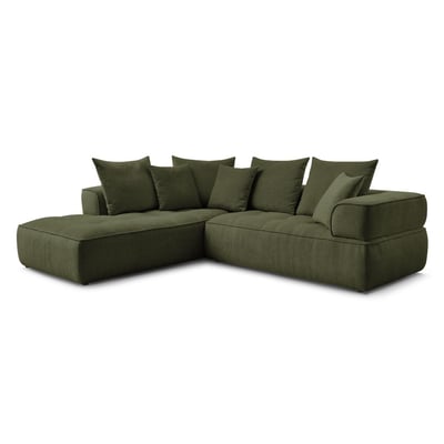 Canapé d'angle fixe 4 places en tissu lisse, WHESLEY BOBOCHIC