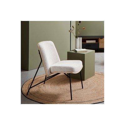 Fauteuil contemporain en bois et tissu bouclette - EMERICK HELLIN, DEPUIS 1862