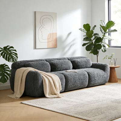 Canapé droit 3 places design moderne, WIND MEUBLES COSY