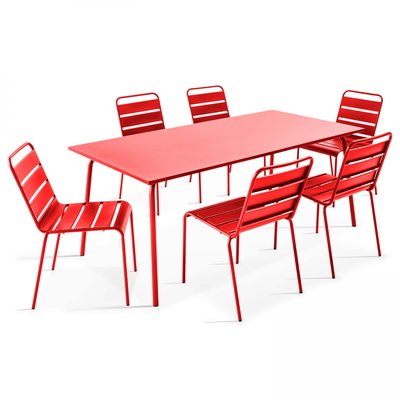 Salon de jardin table et 6 chaises en métal, PALAVAS OVIALA