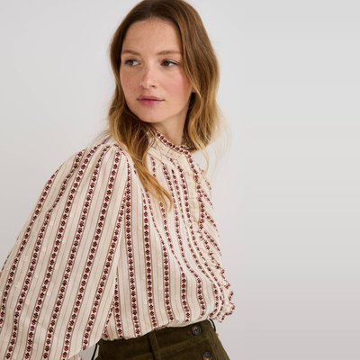 Blouse manches longues imprimée avec col montant en coton BIO MONOPRIX