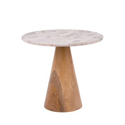 Table d’appoint en bois et marbre ø50cm - FORCE WIDE LEITMOTIV