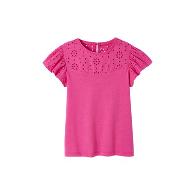 T-shirt en broderie anglaise et manches à volants VERTBAUDET