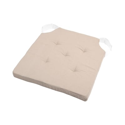 Lot de 4 galettes de chaise Duo velcro 38x38 lin écru DECORATIE