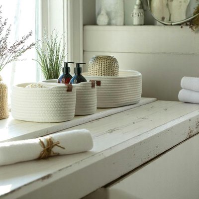 Panier de rangement en coton avec poignées marron (lot de 3) PIER IMPORT
