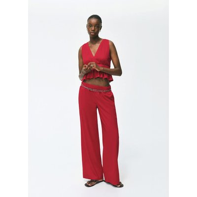 Pantalon lin taille élastique MANGO TEEN