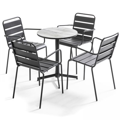 Salon de jardin table ronde et 4 fauteuils, TIVOLI OVIALA
