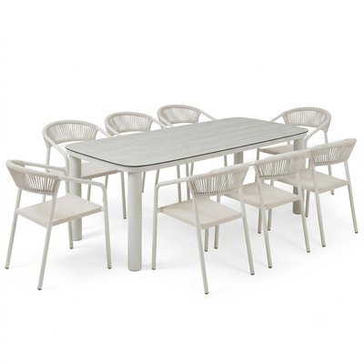 Table de jardin en aluminium 213X90 cm et 8 chaises, NOCERA OVIALA