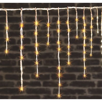 Rideau stalactique lumineux Technobright 600 LED effet tombée de neige 10m avec timer pour l'extérieur FEERIC LIGHTS & CHRISTMAS