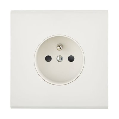 Prise De Courant Simple 2 Pôles + Terre Confidence Laiton Blanc Mat MODELEC