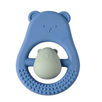 Anneau de dentition en silicone maman et bébé bleu NATTOU