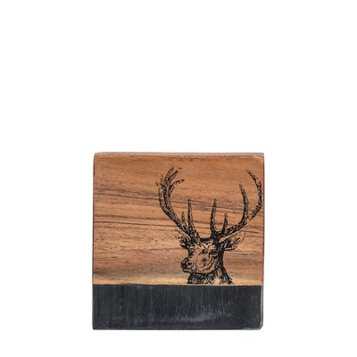 Set of 4 Black Marble Coasters with Stag Print SO'HOME