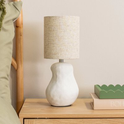 Abstract Sandblast Ceramic Table Lamp with Linen Shade SO'HOME