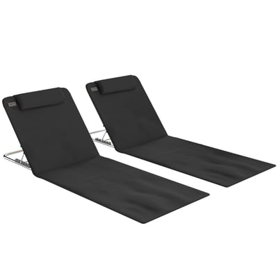 Chaise longue de plage Acier Noir OUTSUNNY