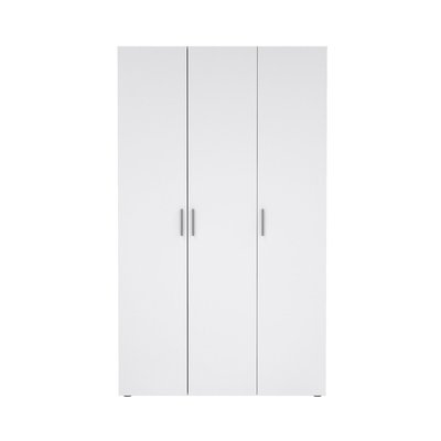 Armoire avec 3 portes décor chêne et blanc brillant H201 cm - LANA CALICOSY