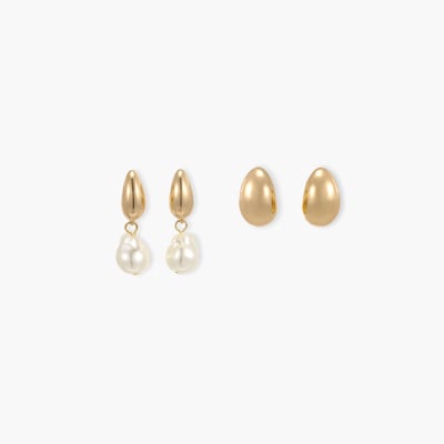 Set de 2 créoles goutte et perles BALABOOSTE
