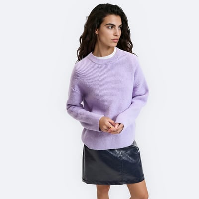 Fluffy strikket overdimensjonert genser/genser med rund hals LA REDOUTE COLLECTIONS