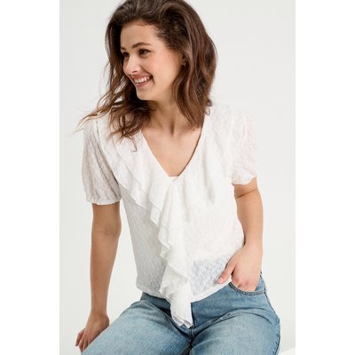 Blouse dentelle et volants CACHE CACHE