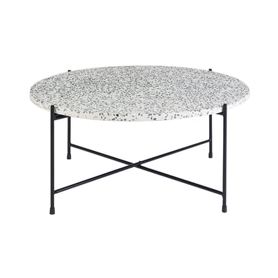 Table basse ronde design en terrazzo et métal noir D81 cm MEZZO MILIBOO