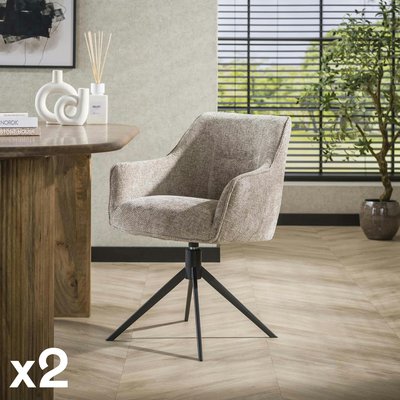 Chaise pivotante grand confort en velours texturé sable (lot de 2) MELBOURNE PIER IMPORT