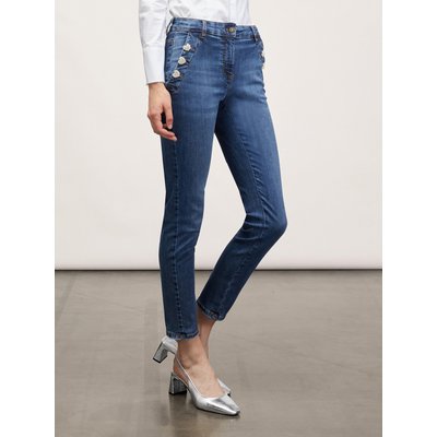 Jean skinny en denim coton mélangé délavage bleu moyen MOTIVI