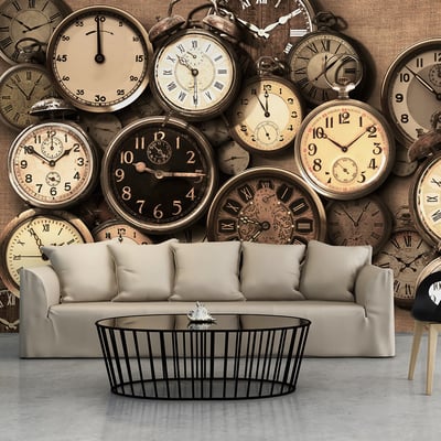 Papier peint intissé panoramique Vintage et Retro Old Clocks EDEN