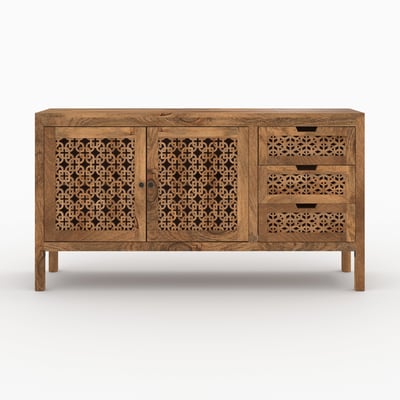 Buffet ajouré en bois de manguier - JAYA MAISON PAVANE