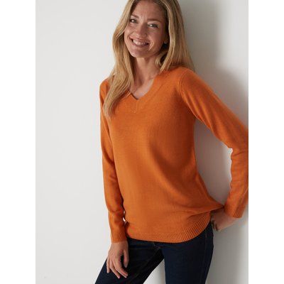 Pull orange femme col v La Redoute