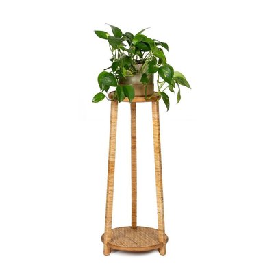 Support Pot Plante en Rotin et Bois WADIGA
