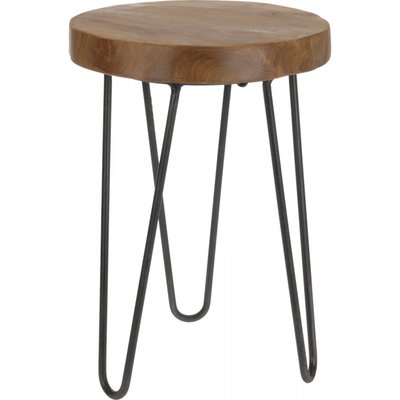 Tabouret Rustique en Métal et Teck WADIGA