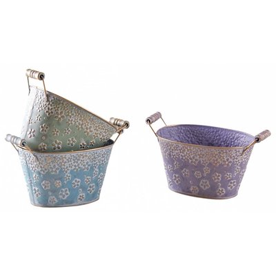 Corbeille ovale en métal motif fleurs 18 cm Lot de 3 AUBRY GASPARD