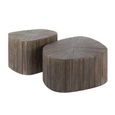 Table basse design en bois de teck avec plateau étoilé (lot de 2) YOGY PIER IMPORT