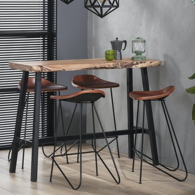 Table de bar mange-debout contemporain bois massif d'acacia et métal 125cm MELBOURNE PIER IMPORT