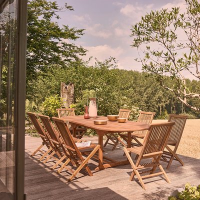 Salon de jardin en teck huilé massif extensible 8/10 places BALI BERAH GETAH