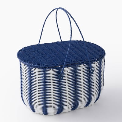 Panier picnic, 42x27x22cm, en plastique et métal MONOPRIX