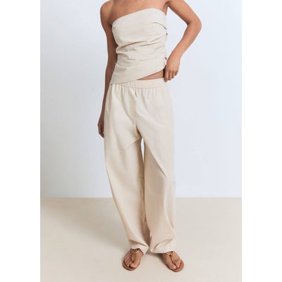 Pantalon paper bag coton MANGO