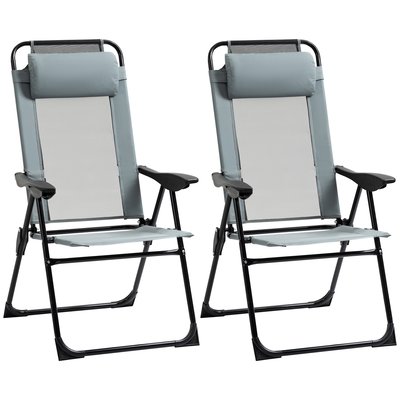 Lot de 2 chaises de jardin camping pliables acier textilène OUTSUNNY