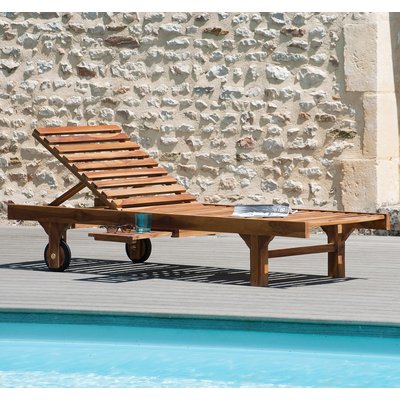 Bain de soleil transat jardin en teck huilé 205cm MACAO PIER IMPORT