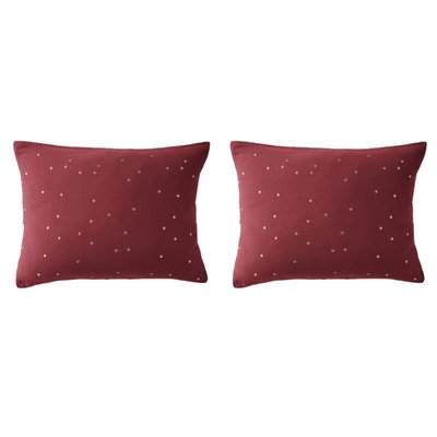 Lot de 2 taies d'oreillers à pois brodés TERRE DE NUIT