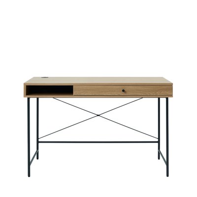 Bureau 1 tiroir 1 niche en bois et métal L120cm - RINTO DRAWER