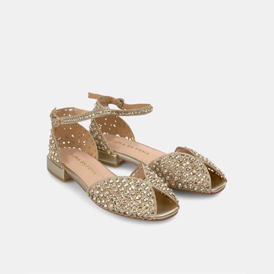 Sandales plates ornées de strass avec bracelet cheville ALMA EN PENA