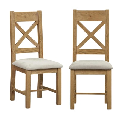 Chaise bois et tissu dossier en croix (lot de 2) VALMONT PIER IMPORT