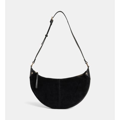 Sac à main demi lune rosanne en cuir et suède GALERIES LAFAYETTE