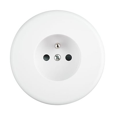 Prise De Courant Simple 2 Pôles + Terre Iris Blanc Satin MODELEC