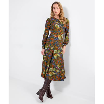 Robe Longue en Jersey à Manches Longues Fleurs Vintage JOE BROWNS