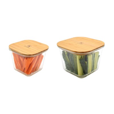 2 boîtes carrées hautes en verre bambou LAGUIOLE